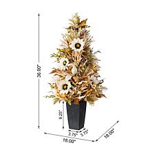 Glizthome 36"H Fall Neutral Sunflower, Pumpkin and Leaf Porch Tree