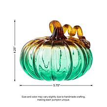 Glizthome 5.75" Gradient Turquoise Glass Pumpkin