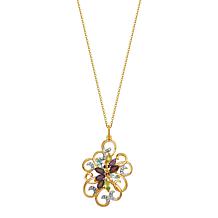 Gold-Plated Multicolor Multigemstone Swirl Pendant with 18" Chain