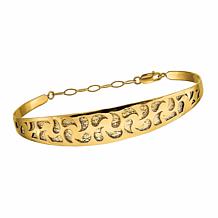 Golden Treasures 14K Gold Polished Diamond-Cut Safety Chain Bangle