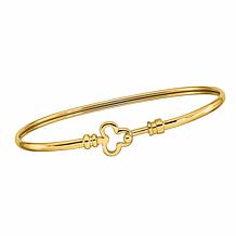 Golden Treasures 14K Gold Polished Flexible Clover Bangle Bracelet