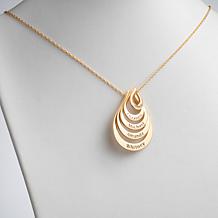 Goldtone Sterling Silver Nesting Teardrop Names Necklace - 5 Names