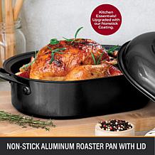 Granitestone 18.5" Oval Ultra Nonstick Roasting Pan with Lid