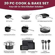 Granitestone 20 Piece Cookware Set with Bakeware and Utensils