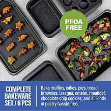 Granitestone 6-Piece Nonstick Stackable Bakeware Set, Gray