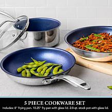 GraniteStone Blue Stainless Steel Nonstick Pots and Pans Set - 5 Piece