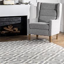 Gray Geometric Wool Rug