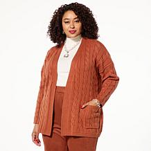 GREY by Jhoan Sebastian Grey Cable Knit Belted Cardigan