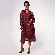 さ*パ様 ¥33,000【V12/XL】JACQUARDNECKSNEAD 長袖 Nina Leonard Jacquard Long-Sleeve Mock-Neck Sheath Dress | HSN