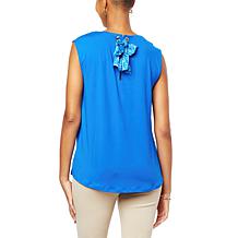 H Halston Super-Soft Knit Sleeveless Top with Scarf Tie Back