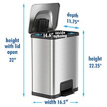 Halo 13 Gallon Step Pedal Trash Can with AbsorbX Odor Filter