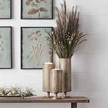 Hammered Bronze Metal 3-piece Candle Holder Set