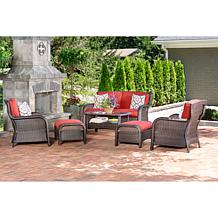 Hanover Strathmere 6-Piece Lounge Set - Crimson Red