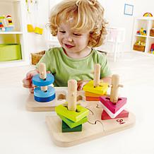 Hape Creative Peg Puzzle Wooden Stacking Shape Puzzle Toy, 16 pcs