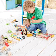 Hape Fix It Kid's Wooden Toolbox Play Set and Accessories