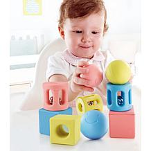 Hape: Geometric Rattle Trio, 9 Pc Set, Soft Touch Shape Rattles
