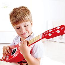 Hape Kid's Wooden Toy Ukulele - 21in Musical Instrument - Red Dot