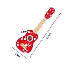 Hape Kid's Wooden Toy Ukulele - 21in Musical Instrument - Red Dot