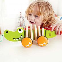 Hape Walk-A-Long Croc, Green, Wooden Toddler Pull Along Toy