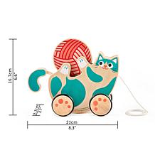 Hape Walk-A-Long Roll and Rattle Kitten, Teal