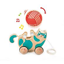 Hape Walk-A-Long Roll and Rattle Kitten, Teal