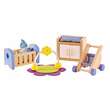 Hape Wooden Dollhouse Furniture Baby's Room Set, Dollhouse Accessories