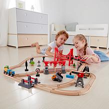 Hape Wooden Train Set Busy City Rail Set - 51 Pieces