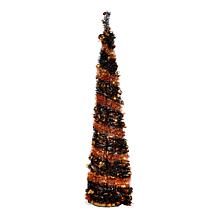 Harvest Lane Halloween 71" Pop-Up Tinsel Tree with 6-Hour Timer