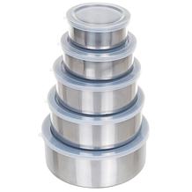 Hastings Home 5-Piece Stainless Steel Bowl Set with Lids