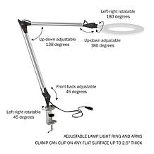 Hastings Home Clamp-On Architect Lamp w/ Dimmable LED - Silver