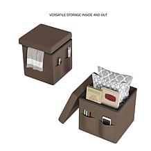 Hastings Home Foldable Storage Cube Ottoman with Pockets 2-Pack