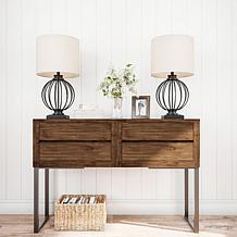 Hastings Home Iron Sphere Cage Lamp 2-Pack - Black
