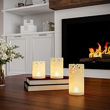 Hastings Home LED Candles with Remote Control Set of 3 - Ivory