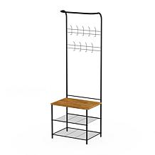 Hastings Home Metal Entryway Storage Rack with Bench - Black & Brown