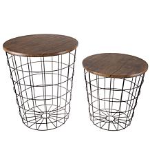 Hastings Home Nesting Side Table 2-Piece Set - Black