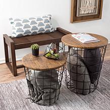 Hastings Home Nesting Side Table 2-Piece Set - Black