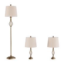 Hastings Home Openwork Curved Lamps, Gold - Set of 3