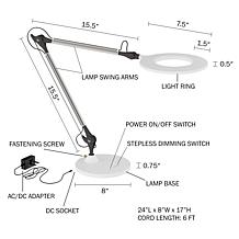 Hastings Home Swing Arm Desk Lamp-Dimmable LED - Silver