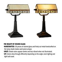 Hastings Home Tiffany Style Bankers LED Desk Lamp - Brown & Yellow