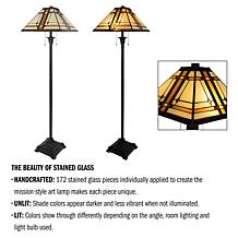 Hastings Home Tiffany Style Dual Light LED Floor Lamp - Multicolor