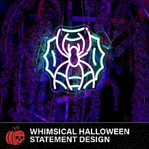 Haunted Hill Farm 0.9-Ft. Neon Pink & Green LED Spider with Web Wal...