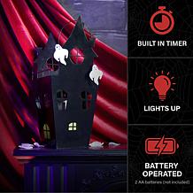 Haunted Hill Farm 1.3-Ft. LED Metal Haunted House Decoration for In...