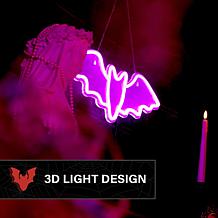 Haunted Hill Farm 13.8-in. Neon Purple LED Bat Wall Decoration for ...