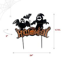 Haunted Hill Farm 1.7-Ft. LED Black Happy Halloween Sign with Ghost...