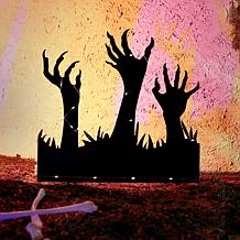 Haunted Hill Farm 2-Ft. LED Metal Zombie Hands Coming From Ground D...