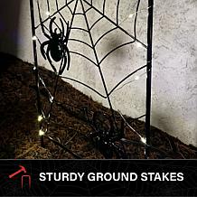 Haunted Hill Farm 2.6-Ft. LED Metal Spiderweb with Stake for Indoor...