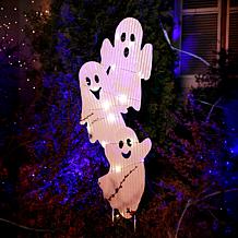 Haunted Hill Farm 2.7-Ft. LED Metal Stacked Ghost Decoration for In...