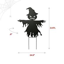 Haunted Hill Farm 3-Ft. Black Metal Scarecrow Decoration with LED E...