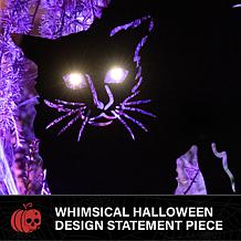 Haunted Hill Farm 3-Ft. Metal Black Cat Decoration with LED Eyes fo...