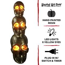 Haunted Hill Farm 3' Golden Skull Stack Pre-lit LED Resin Figurine  